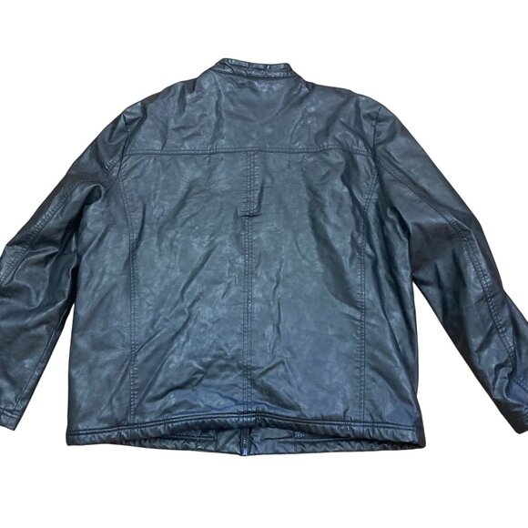 Kenneth Cole Reaction Mens Black Faux Leather Jacket XXL Sherpa Lined Very Nice - Picture 11 of 11